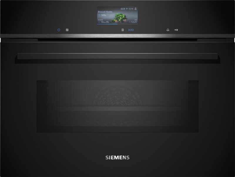 Siemens iQ700, Einbau-Kompaktbackofen mit Mikrowellenfunktion, 60 x 45 cm, Schwarz (CM776GKB1)
