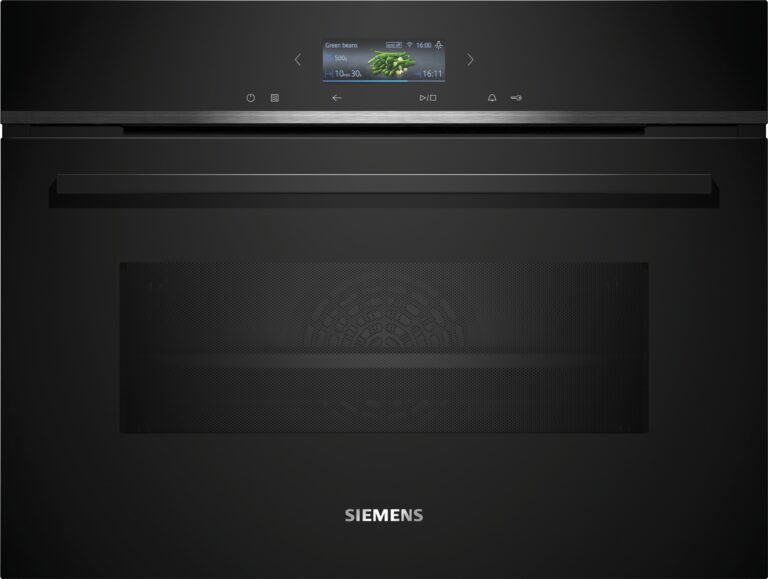 Siemens iQ700, Einbau-Kompaktbackofen mit Mikrowellenfunktion, 60 x 45 cm, Schwarz (CM724G1B1)