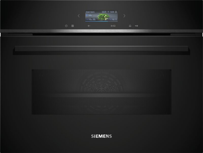 Siemens iQ700, Einbau-Kompaktbackofen mit Mikrowellenfunktion, 60 x 45 cm, Schwarz (CM724G1B1)