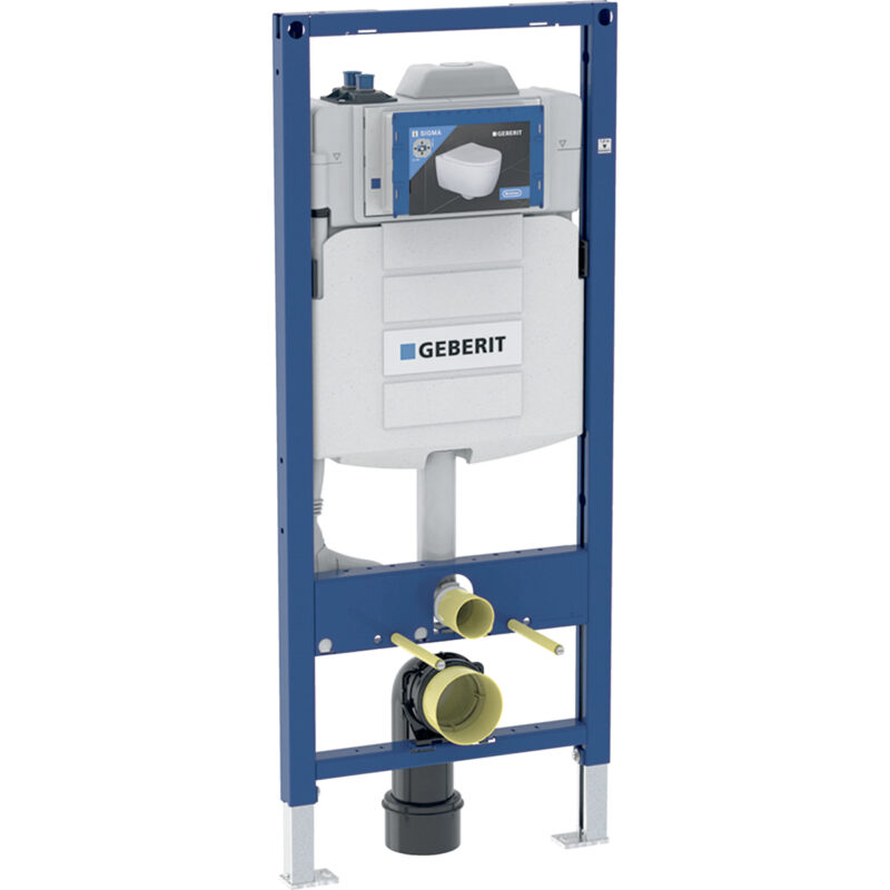 Geberit Duofix Element für Wand-WC, 120 cm, mit Sigma Unterputzspülkasten 12 cm, mit HS30 Hygienespülung, mit zwei Wasseranschlüssen
