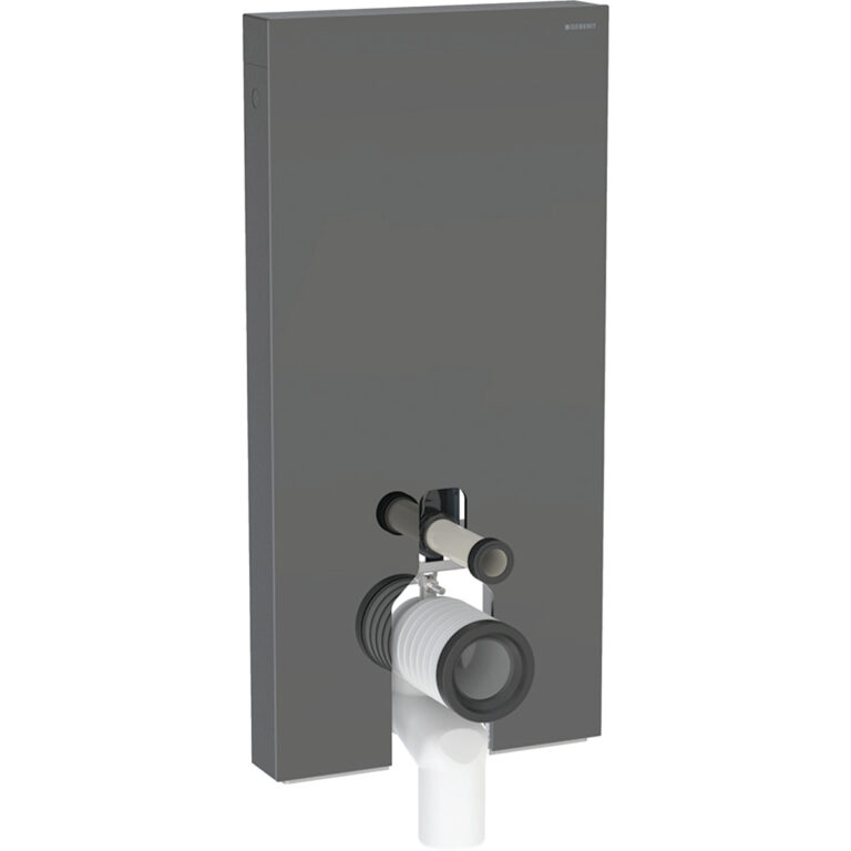 Geberit Monolith Sanitärmodul für Stand-WC, 101 cm, Frontverkleidung aus Glas: Glas lava, Aluminium schwarzchrom