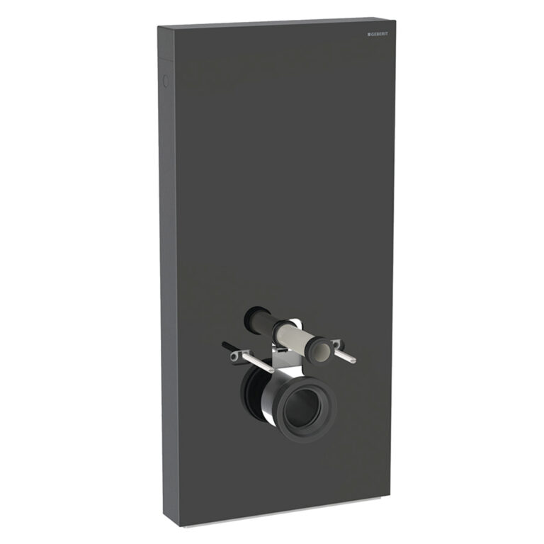 Geberit Monolith Sanitärmodul für Wand-WC, 101 cm, Frontverkleidung aus Glas: Glas schwarz, Aluminium schwarzchrom