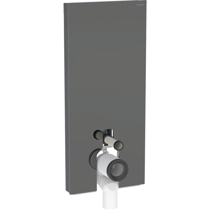 Geberit Monolith Sanitärmodul für Stand-WC, 114 cm, Frontverkleidung aus Glas: Glas lava, Aluminium schwarzchrom