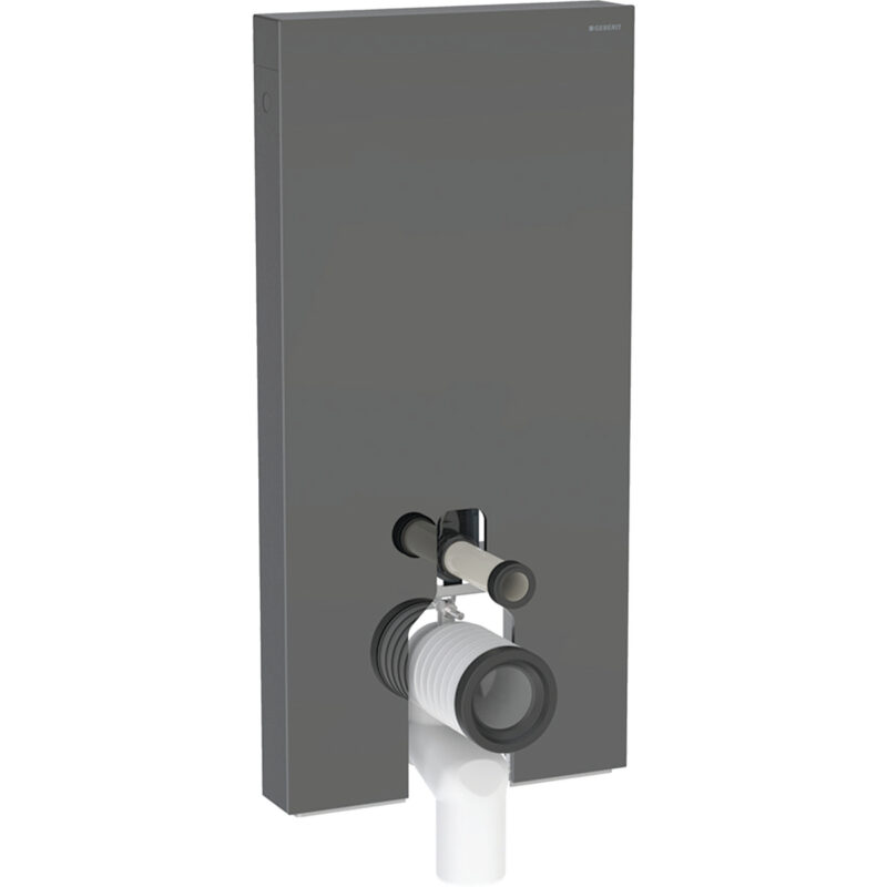Geberit Monolith Plus Sanitärmodul für Stand-WC, 101 cm, Frontverkleidung aus Glas: Glas lava, Aluminium schwarzchrom