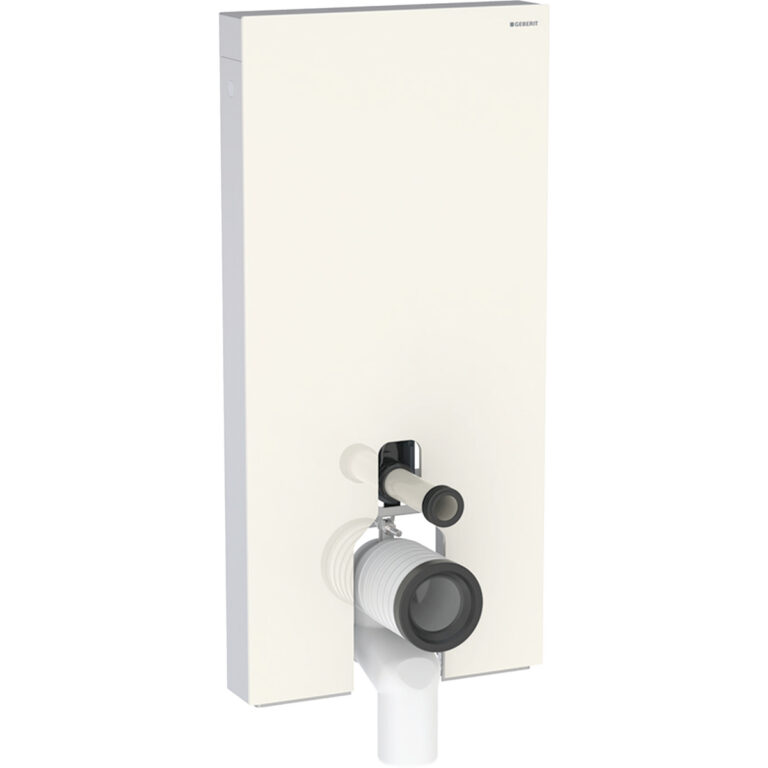 Geberit Monolith Plus Sanitärmodul für Stand-WC, 101 cm, Frontverkleidung aus Glas: Glas sand-grau, Aluminium