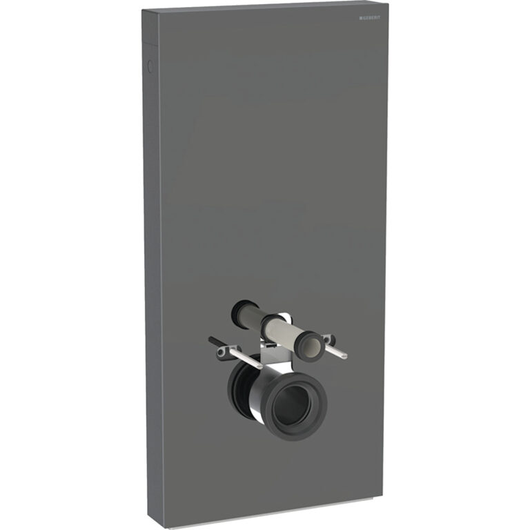 Geberit Monolith Plus Sanitärmodul für Wand-WC, 101 cm, Frontverkleidung aus Glas: Glas lava, Aluminium schwarzchrom