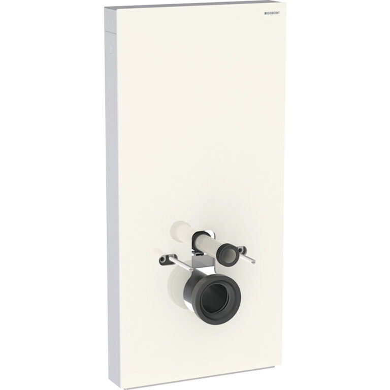 Geberit Monolith Plus Sanitärmodul für Wand-WC, 101 cm, Frontverkleidung aus Glas: Glas sand-grau, Aluminium