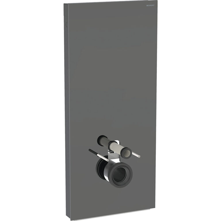 Geberit Monolith Plus Sanitärmodul für Wand-WC, 114 cm, Frontverkleidung aus Glas: Glas lava, Aluminium schwarzchrom