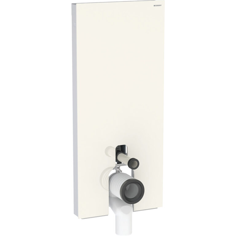 Geberit Monolith Plus Sanitärmodul für Stand-WC, 114 cm, Frontverkleidung aus Glas: Glas sand-grau, Aluminium