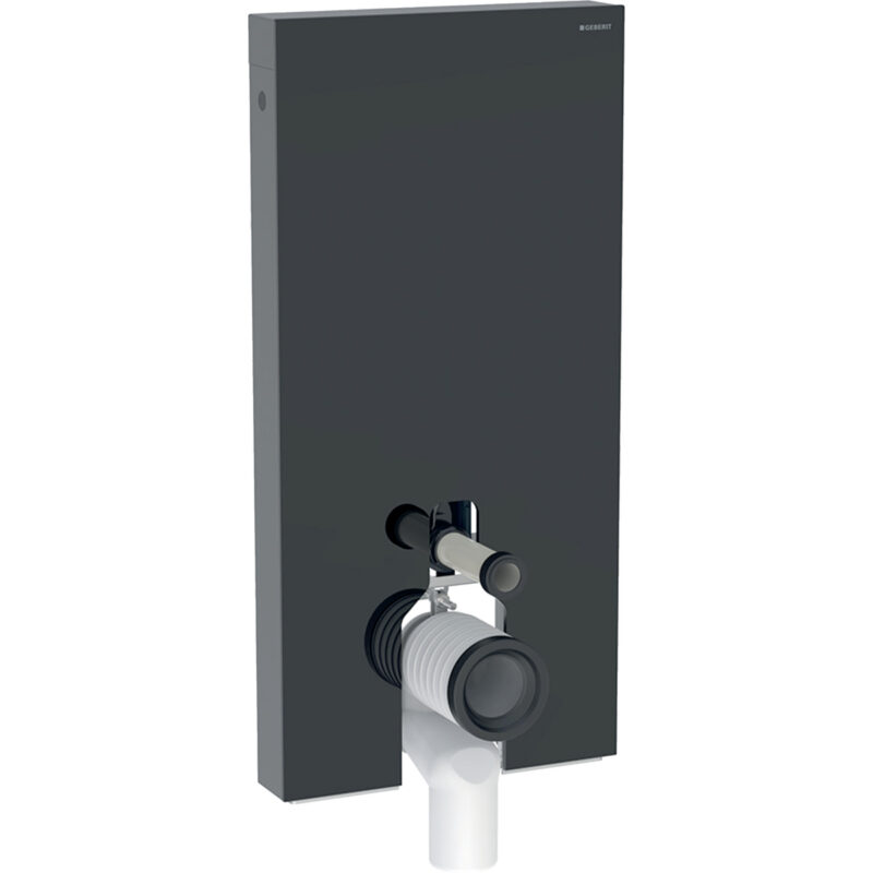 Geberit Monolith Plus Sanitärmodul für Stand-WC, 101 cm, Frontverkleidung aus Glas: Glas schwarz, Aluminium schwarzchrom