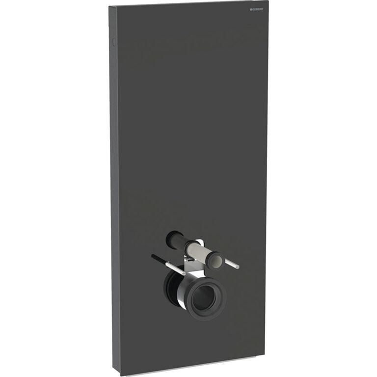 Geberit Monolith Plus Sanitärmodul für Wand-WC, 114 cm, Frontverkleidung aus Glas: Glas schwarz, Aluminium schwarzchrom