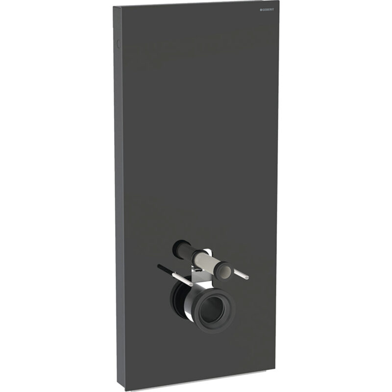 Geberit Monolith Plus Sanitärmodul für Wand-WC, 114 cm, Frontverkleidung aus Glas: Glas schwarz, Aluminium schwarzchrom