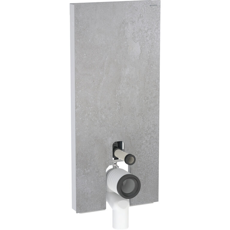 Geberit Monolith Sanitärmodul für Stand-WC, 114 cm, Frontverkleidung aus Steinzeug: Steinzeug Betonoptik, Aluminium