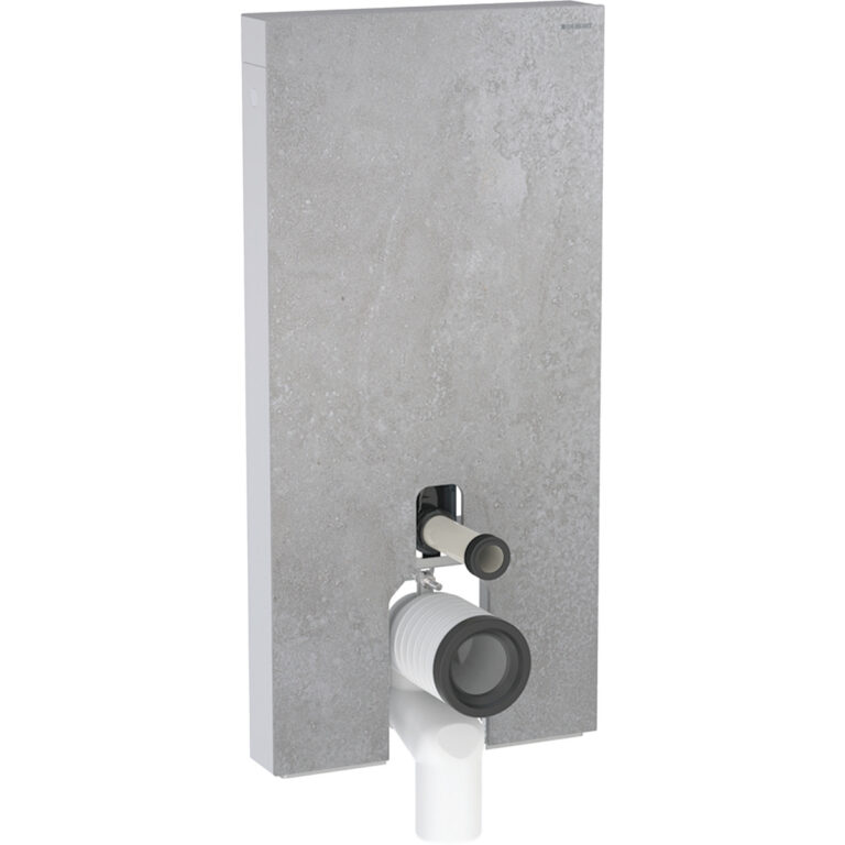 Geberit Monolith Plus Sanitärmodul für Stand-WC, 101 cm, Frontverkleidung aus Steinzeug: Steinzeug Betonoptik, Aluminium
