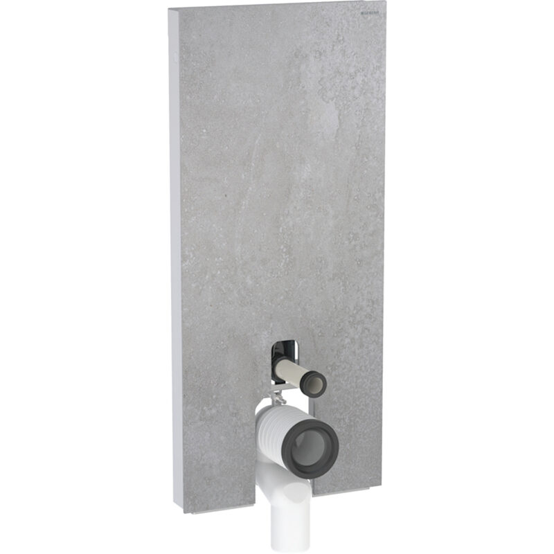 Geberit Monolith Plus Sanitärmodul für Stand-WC, 114 cm, Frontverkleidung aus Steinzeug: Steinzeug Betonoptik, Aluminium