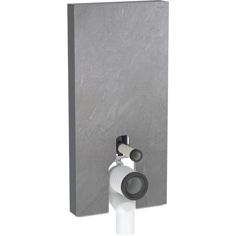 Geberit Monolith Sanitärmodul für Stand-WC, 101 cm, Frontverkleidung aus Steinzeug: Steinzeug Schieferoptik, Aluminium schwarzchrom