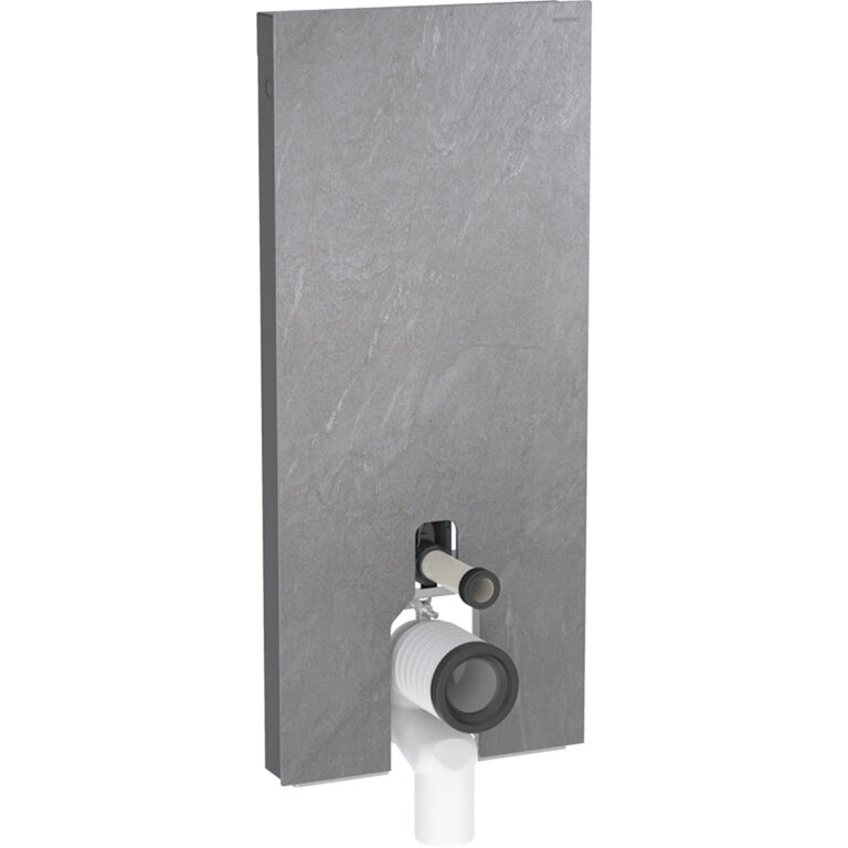 Geberit Monolith Sanitärmodul für Stand-WC, 114 cm, Frontverkleidung aus Steinzeug: Steinzeug Schieferoptik, Aluminium schwarzchrom