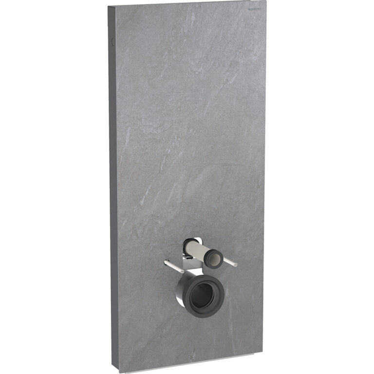 Geberit Monolith Sanitärmodul für Wand-WC, 114 cm, Frontverkleidung aus Steinzeug: Steinzeug Schieferoptik, Aluminium schwarzchrom