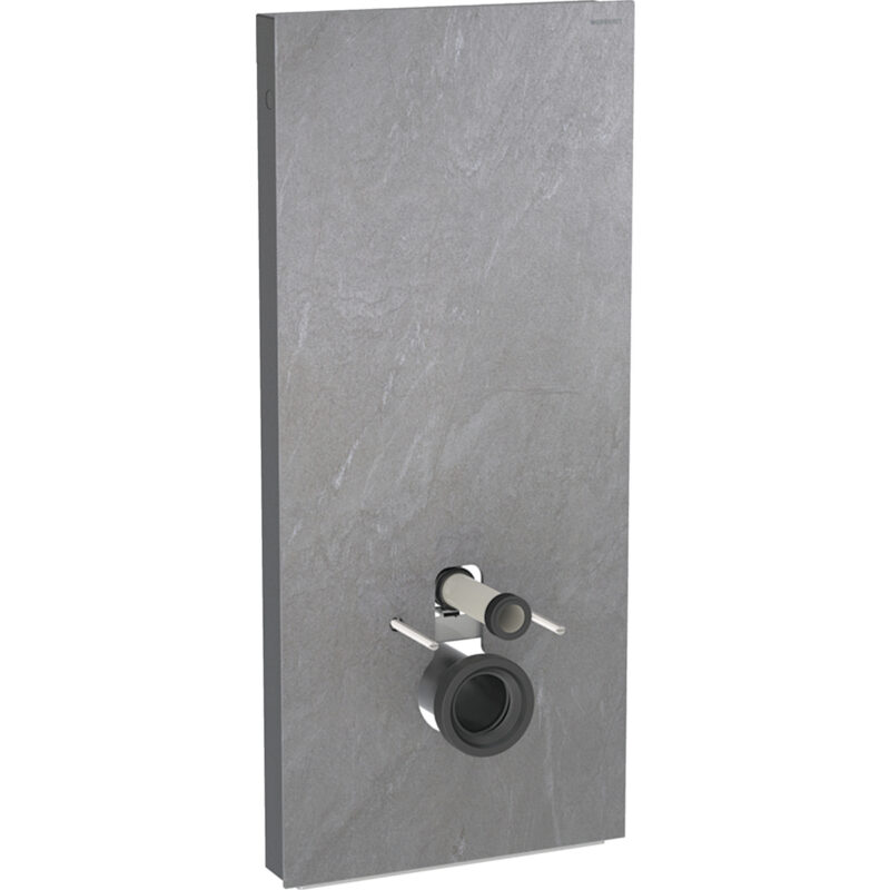 Geberit Monolith Sanitärmodul für Wand-WC, 114 cm, Frontverkleidung aus Steinzeug: Steinzeug Schieferoptik, Aluminium schwarzchrom