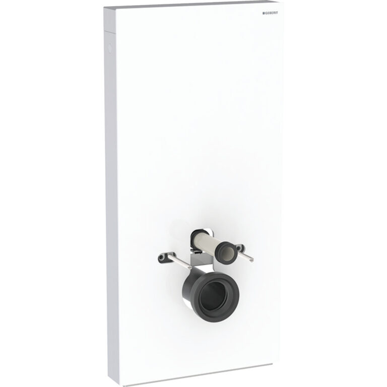 Geberit Monolith Sanitärmodul für Wand-WC, 101 cm, Frontverkleidung aus Glas: Glas weiss, Aluminium