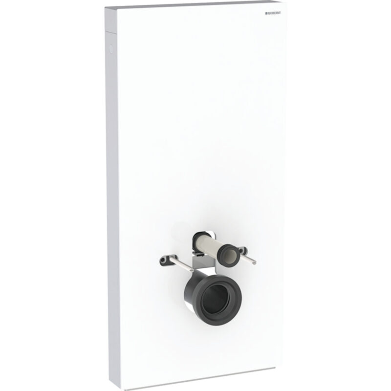 Geberit Monolith Sanitärmodul für Wand-WC, 101 cm, Frontverkleidung aus Glas: Glas weiss, Aluminium