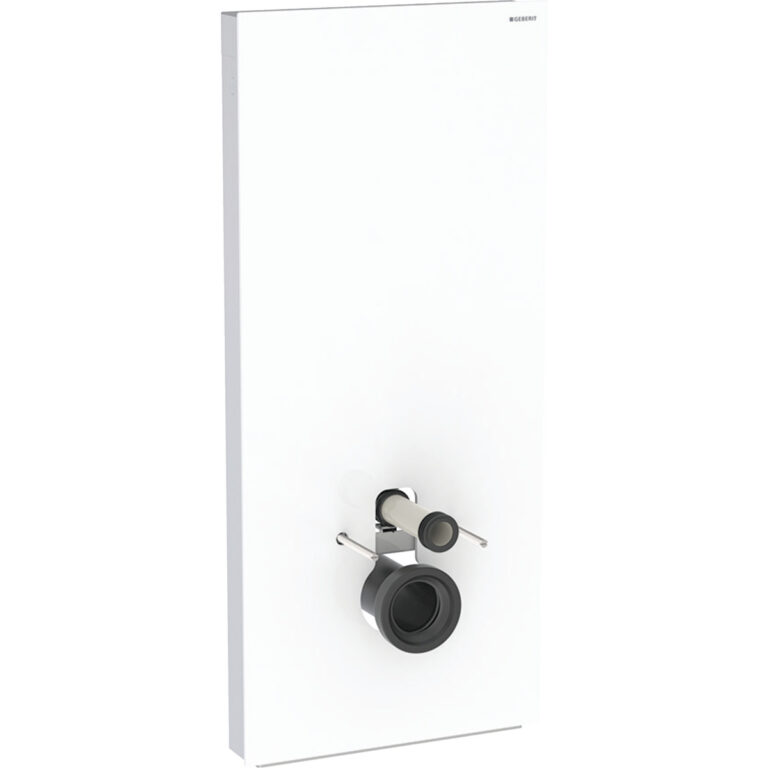 Geberit Monolith Sanitärmodul für Wand-WC, 114 cm, Frontverkleidung aus Glas: Glas weiss, Aluminium