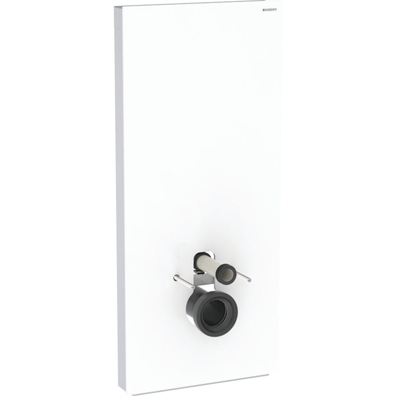 Geberit Monolith Sanitärmodul für Wand-WC, 114 cm, Frontverkleidung aus Glas: Glas weiss, Aluminium