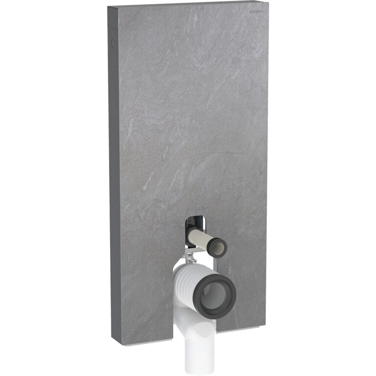 Geberit Monolith Plus Sanitärmodul für Stand-WC, 101 cm, Frontverkleidung aus Steinzeug: Steinzeug Schieferoptik, Aluminium schwarzchrom