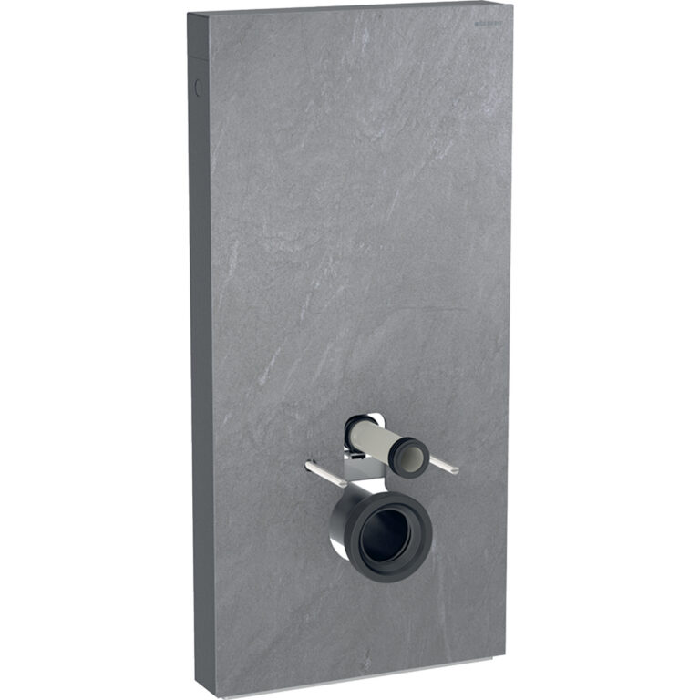 Geberit Monolith Plus Sanitärmodul für Wand-WC, 101 cm, Frontverkleidung aus Steinzeug: Steinzeug Schieferoptik, Aluminium schwarzchrom