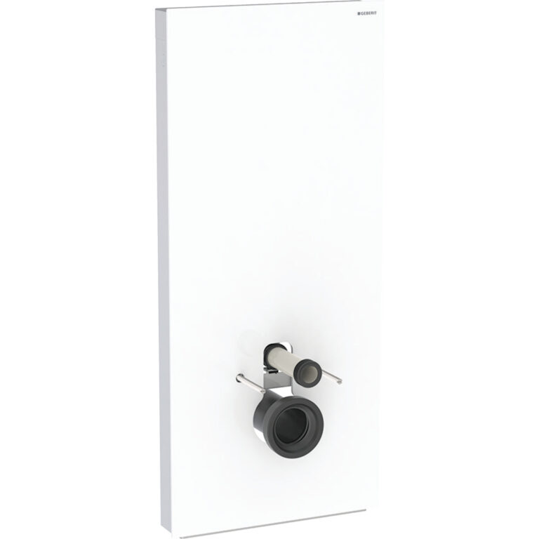 Geberit Monolith Plus Sanitärmodul für Wand-WC, 114 cm, Frontverkleidung aus Glas: Glas weiss, Aluminium