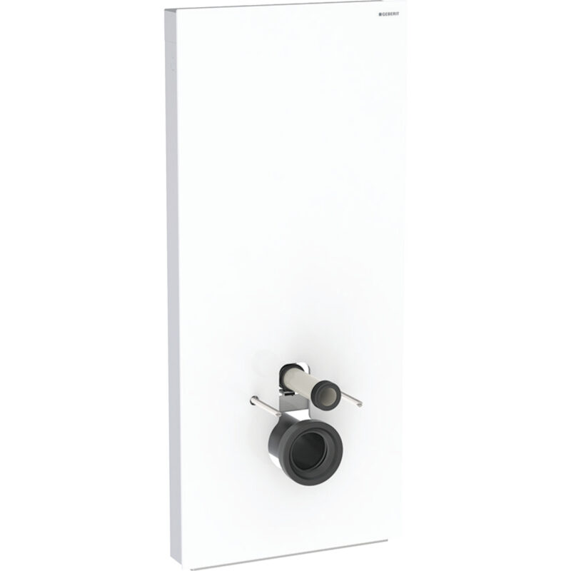 Geberit Monolith Plus Sanitärmodul für Wand-WC, 114 cm, Frontverkleidung aus Glas: Glas weiss, Aluminium
