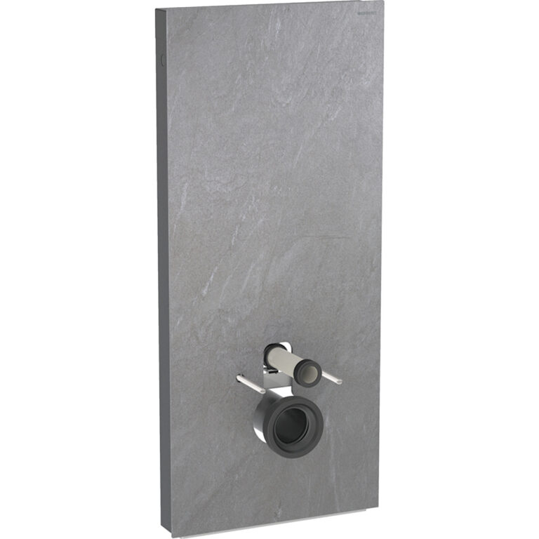 Geberit Monolith Plus Sanitärmodul für Wand-WC, 114 cm, Frontverkleidung aus Steinzeug: Steinzeug Schieferoptik, Aluminium schwarzchrom