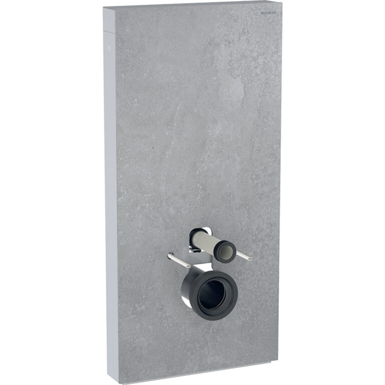 Geberit Monolith Plus Sanitärmodul für Wand-WC, 101 cm, Frontverkleidung aus Steinzeug: Steinzeug Betonoptik, Aluminium