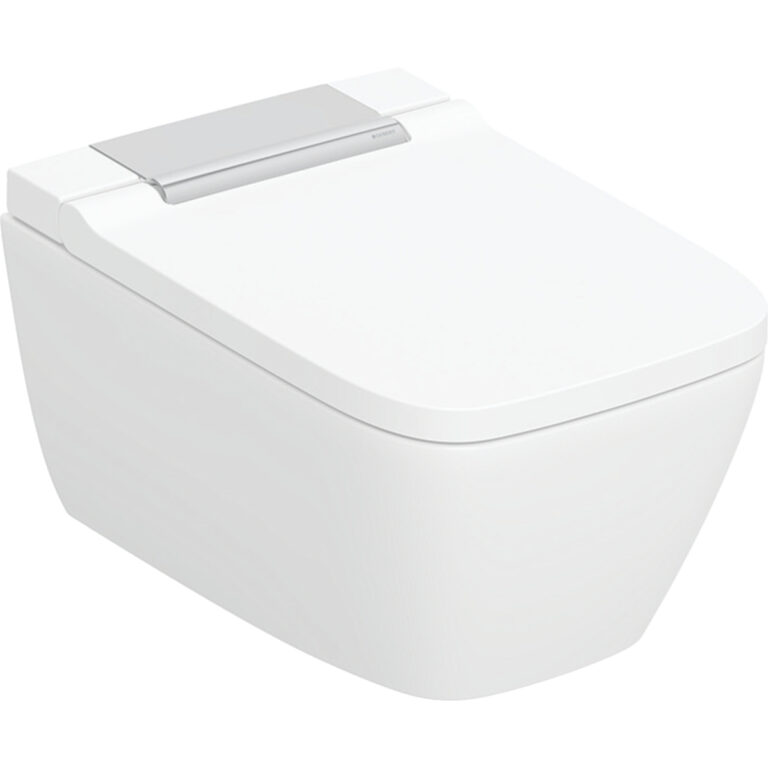 Geberit Dusch WC AquaClean Sela Square WC-Komplettanlage Wand-WC: weiss / KeraTect, hochglanz-verchromt (146.250.21.1)