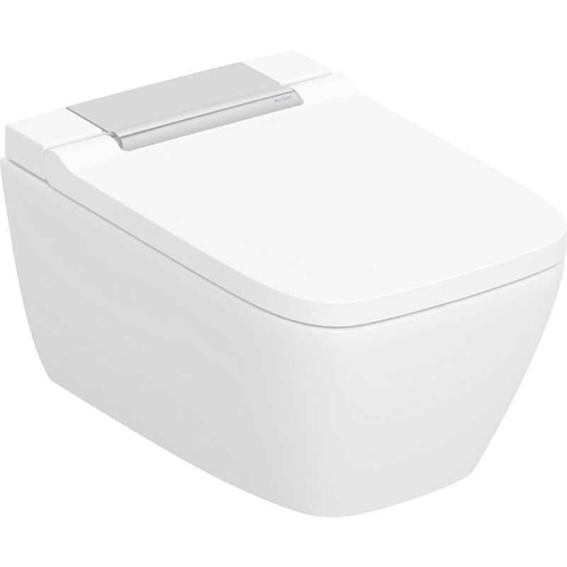 Geberit Dusch WC AquaClean Sela Square WC-Komplettanlage Wand-WC: weiss / KeraTect, hochglanz-verchromt (146.250.21.1)