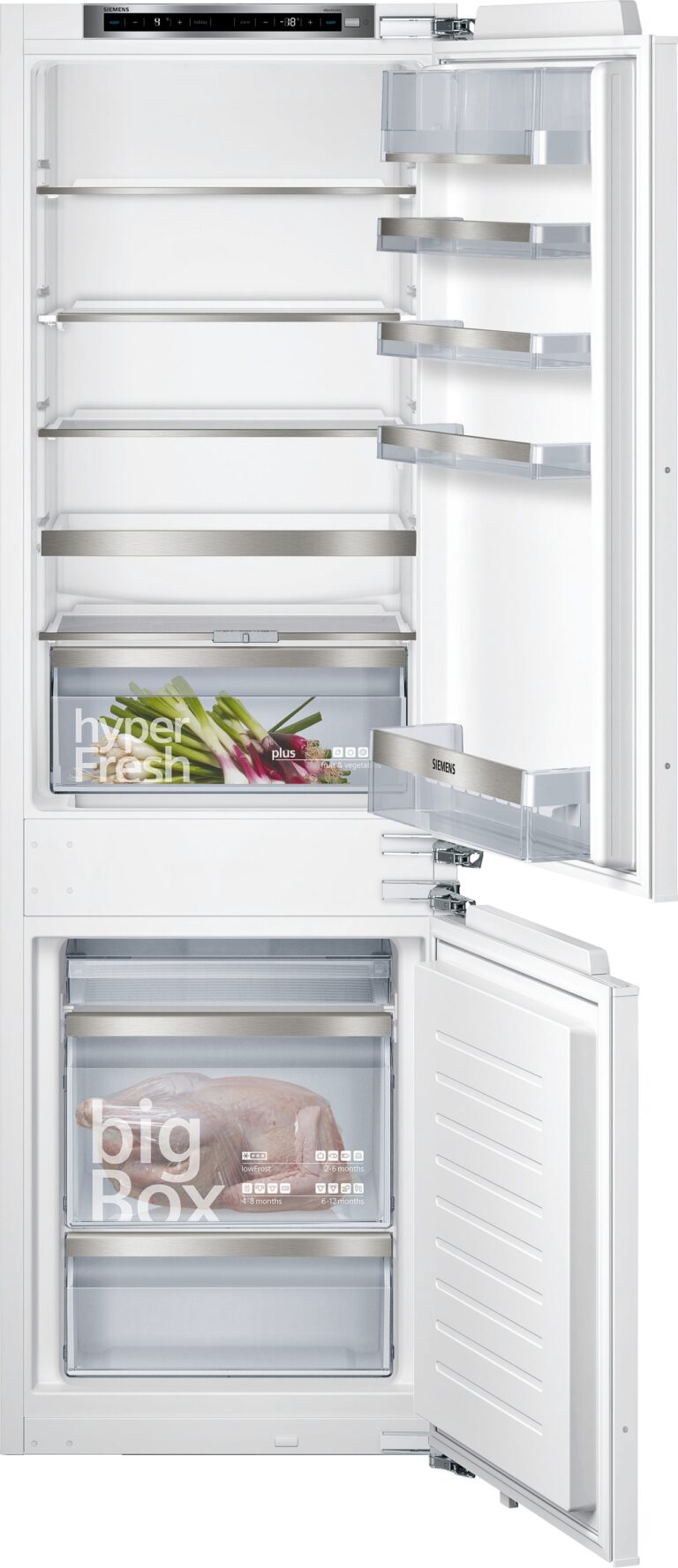 Siemens iQ500, Einbau-Kühl-Gefrier-Kombination mit Gefrierbereich unten, 177.2 x 55.8 cm, Flachscharnier mit Softeinzug (KI86SADE0H)