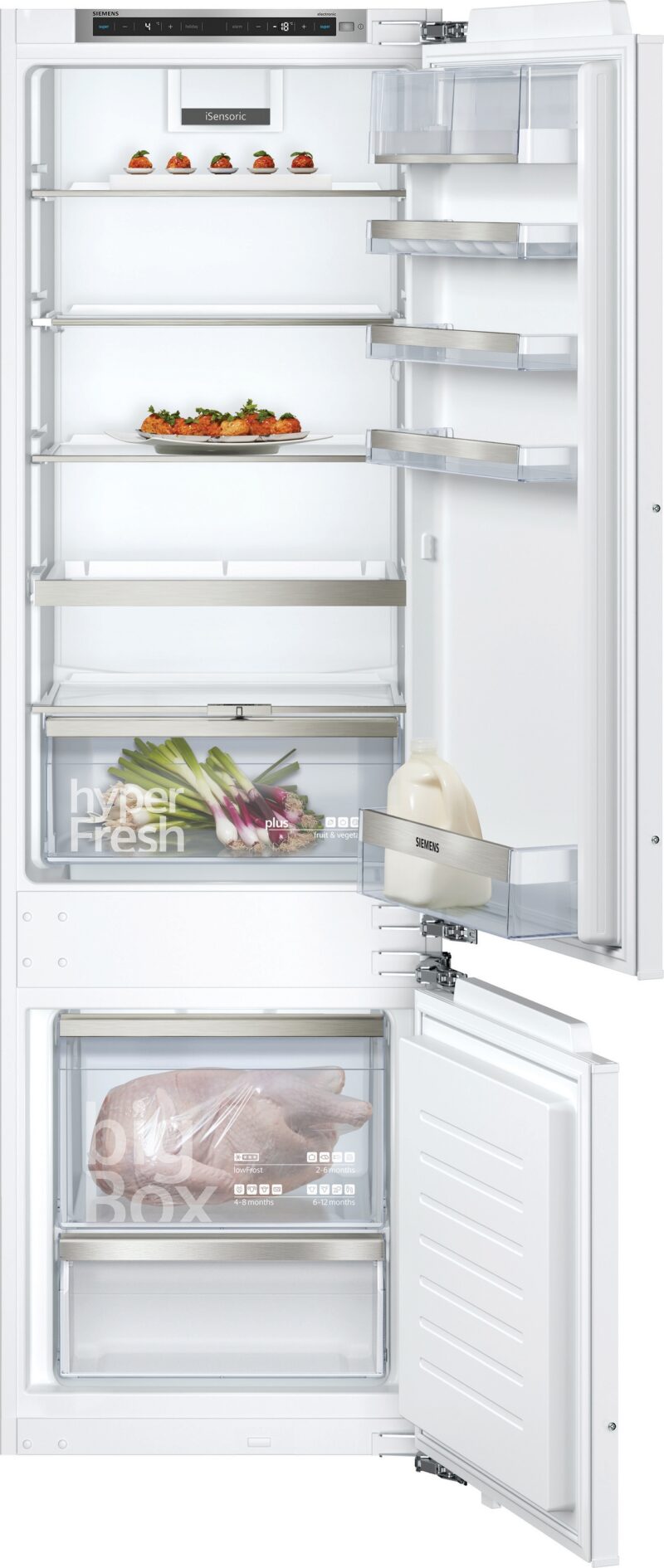 Siemens iQ500, Einbau-Kühl-Gefrier-Kombination mit Gefrierbereich unten, 177.2 x 55.8 cm, Flachscharnier mit Softeinzug (KI87SADD1H)