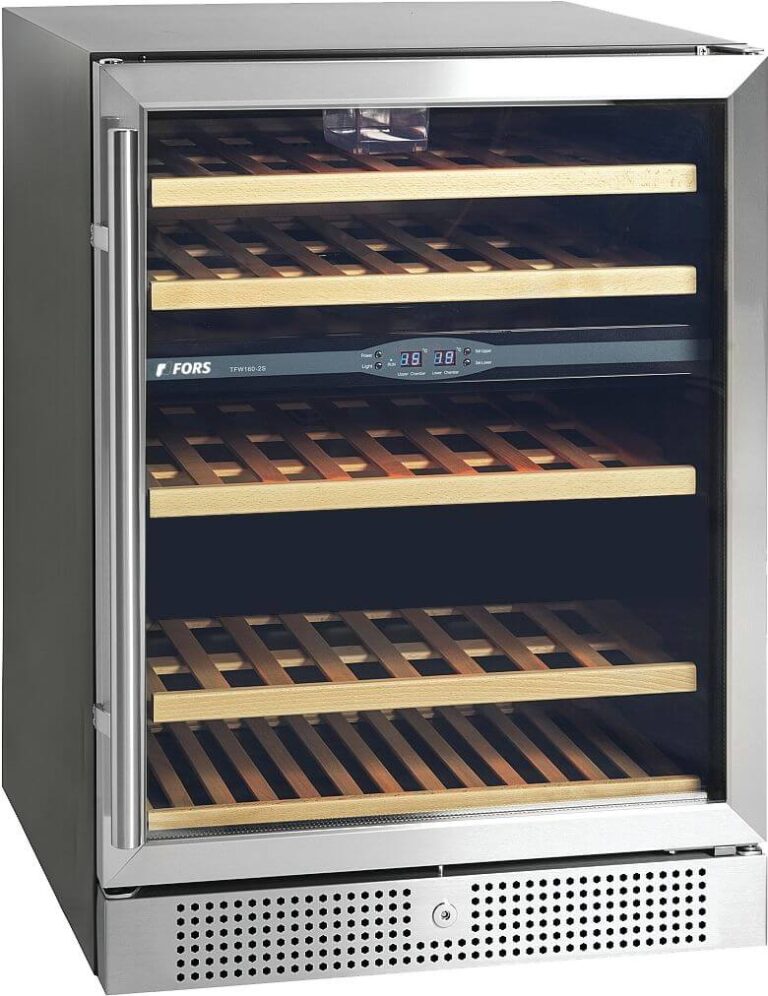 FORS Weintemperierschrank, Glastür, schwarz/Edelstahl, 2 Zonen, rechts wechselbar (VC8246GES)