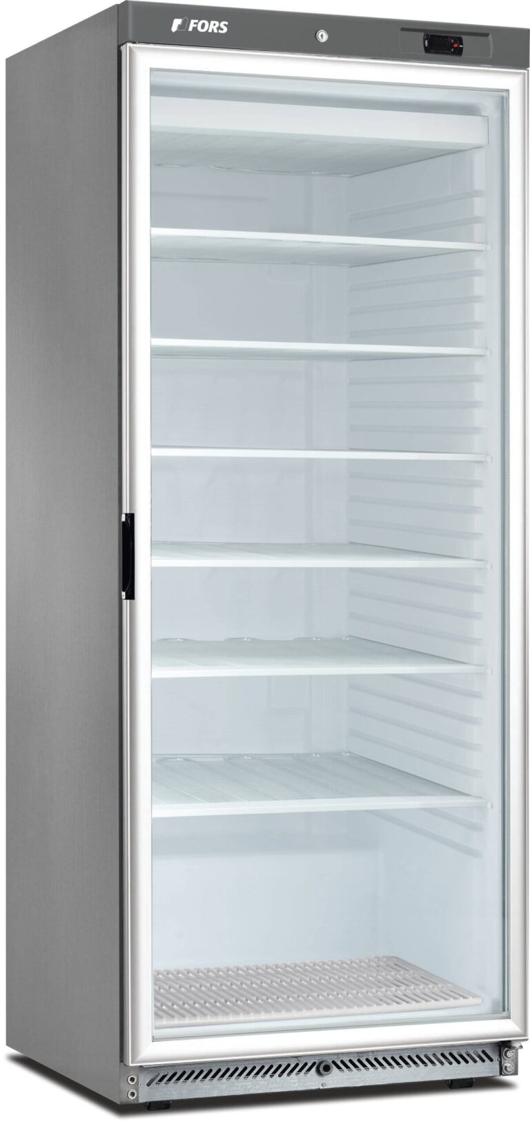 FORS Gastronomie-Gefrierschrank, Glastür, Edelstahl, GN 2/1, rechts nicht wechselbar (GFS600GES)