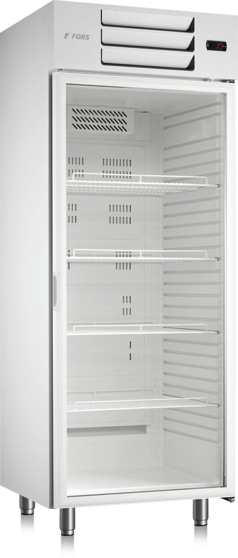 FORS Gastronomie-Kühlschrank, Glastür, weiss, GN 2/1, rechts nicht wechselbar (GCV550WG)