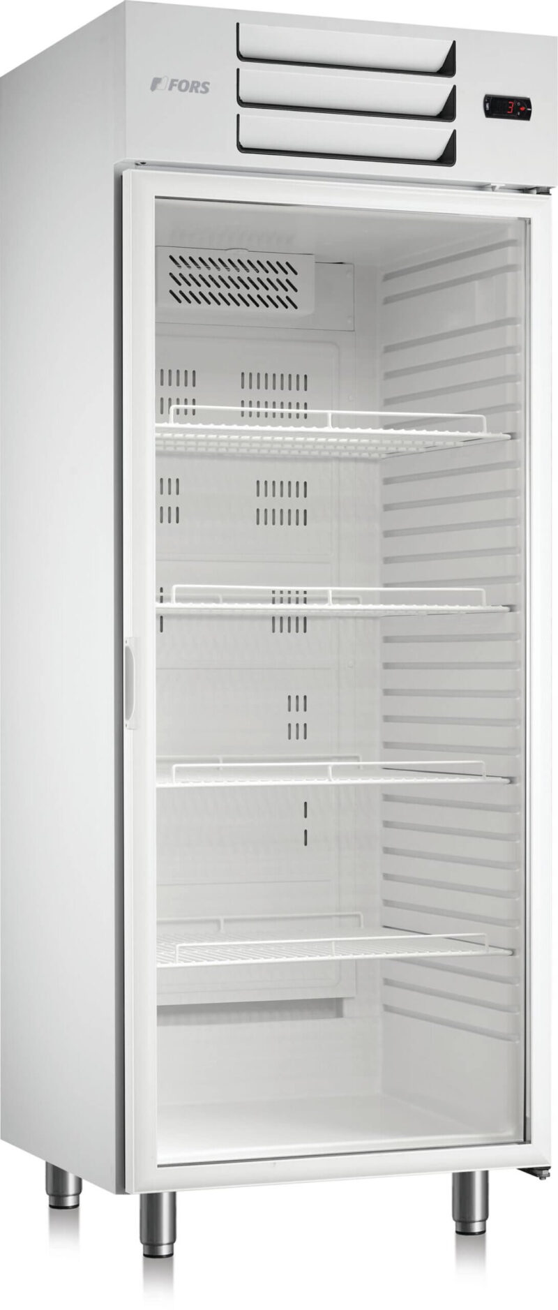 FORS Gastronomie-Kühlschrank, Glastür, weiss, GN 2/1, rechts nicht wechselbar (GCV550WG)