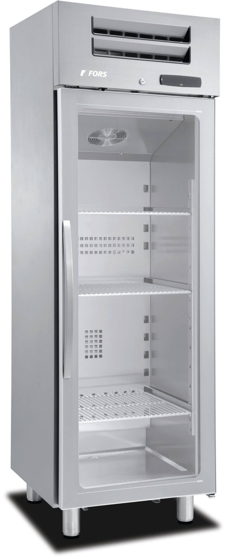 FORS Gewerbe-Gefrierschrank, Glastür, Edelstahl, rechts nicht wechselbar (SFV350GES)