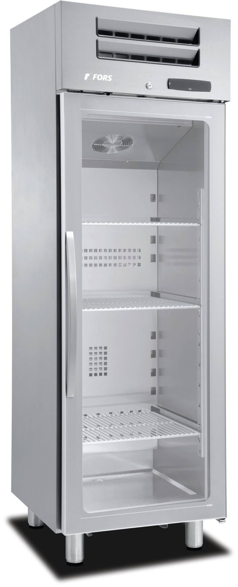 FORS Gewerbe-Gefrierschrank, Glastür, Edelstahl, rechts nicht wechselbar (SFV350GES)