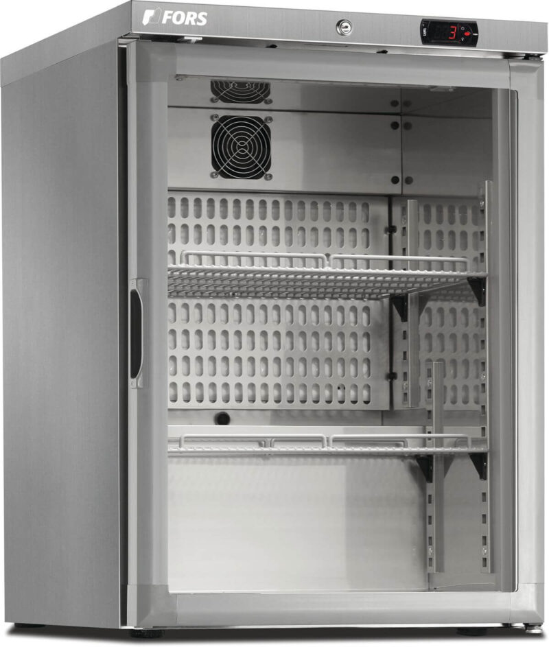 FORS Gewerbe-Kühlschrank, Glastür, Edelstahl, rechts nicht wechselbar (CCV150GES)