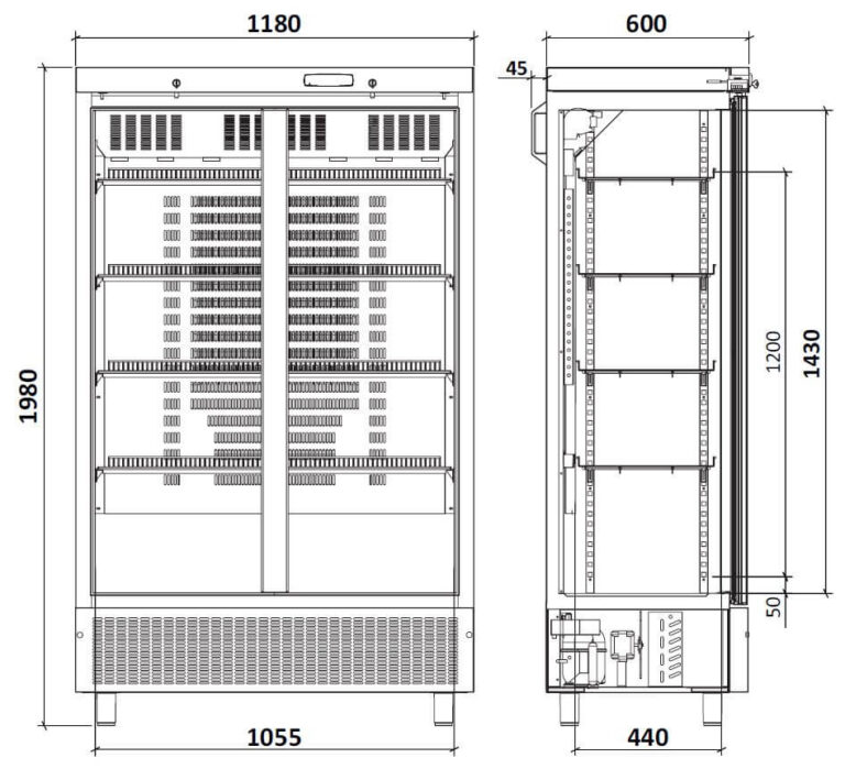 FORS Gewerbe-Kühlschrank, doppelte Glastür, Edelstahl (DSCV800GES)