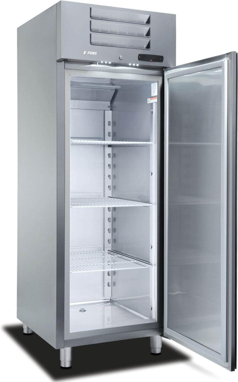 FORS Gastronomie-Kühlschrank, Volltür, Edelstahl, GN 2/1, rechts wechselbar (GCV700ES)