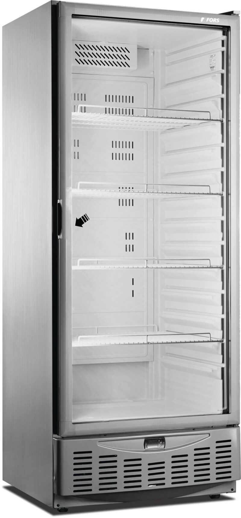 FORS Gastronomie- & Bäckerei-Kühlschrank, Glastür, Edelstahl, GN 2/1 und 600x400, rechts nicht wechselbar (GMCV550GES)
