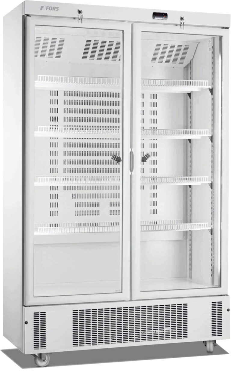 FORS Gewerbe-Kühlschrank, doppelte Glastür, weiss (DCCV800WG)
