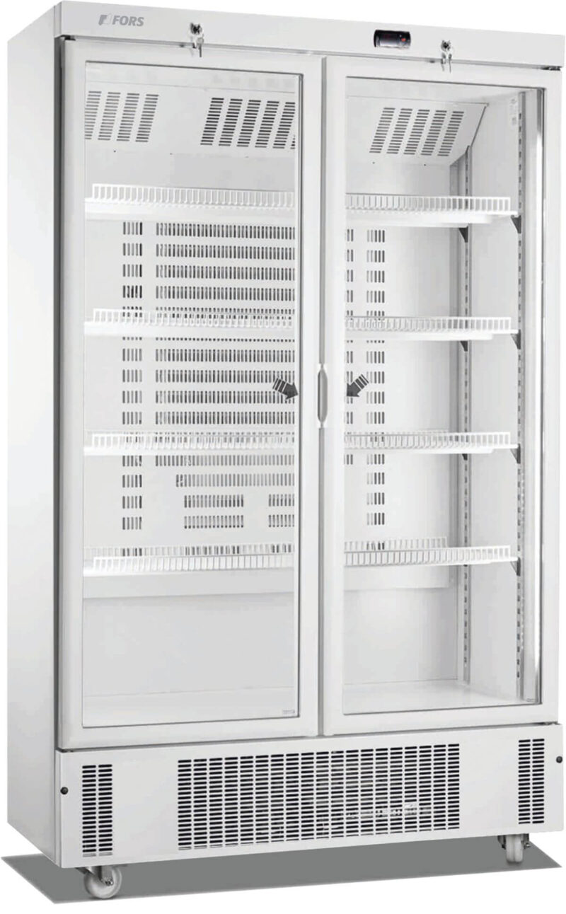 FORS Gewerbe-Kühlschrank, doppelte Glastür, weiss (DCCV800WG)