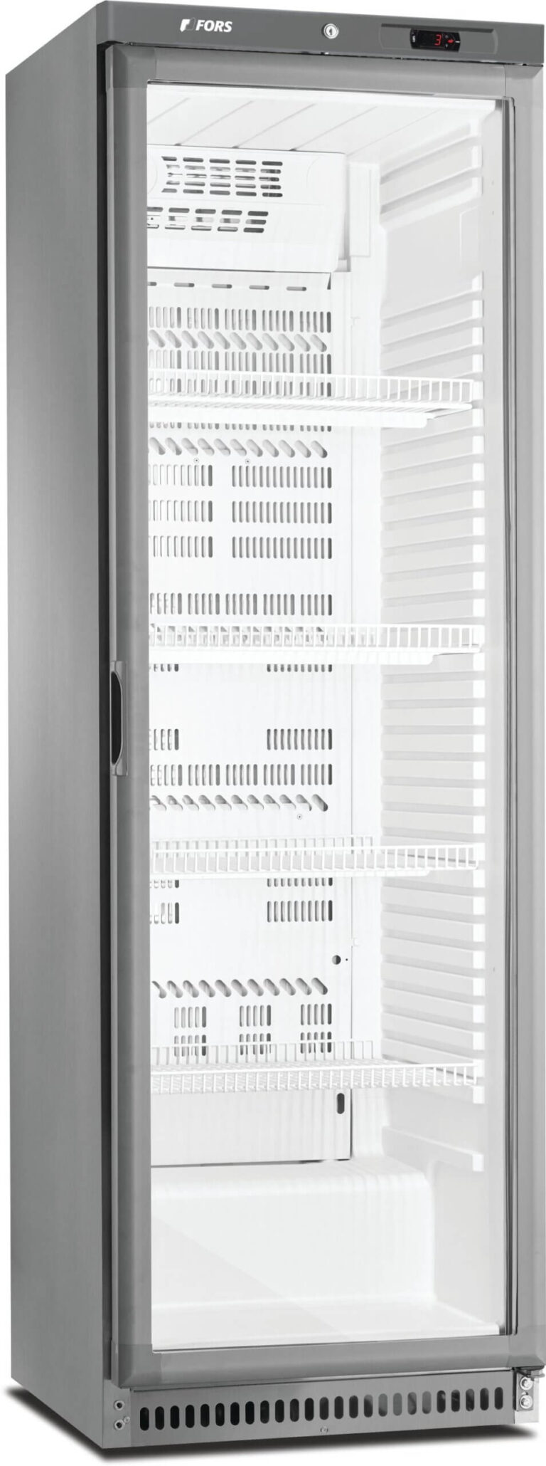 FORS Getränke- & Gewerbe-Kühlschrank, Glastür, Edelstahl, rechts nicht wechselbar (CCV400GES)